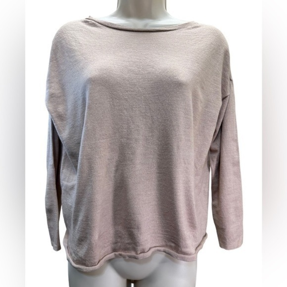 Eileen Fisher blush pink boxy semi cropped wool silk cashmere top - Picture 1 of 5